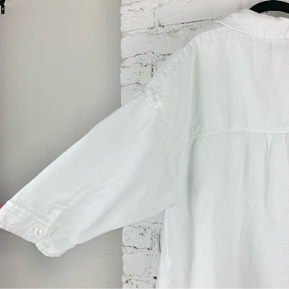 Evereve Kut from the Kloth Zuma Drop Shoulder Button Down Blue White XL - Picture 7 of 15